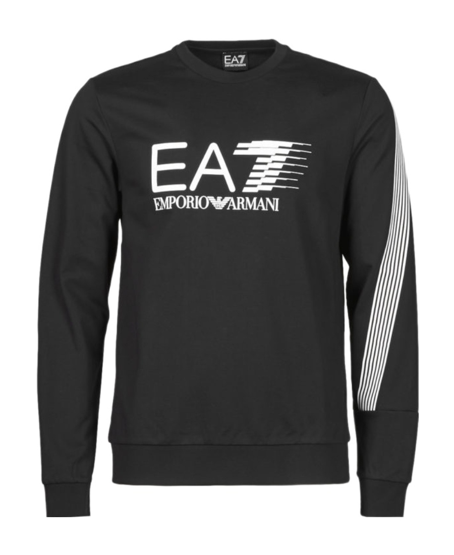 Ea7 Round-necked Logo Sweater In Black