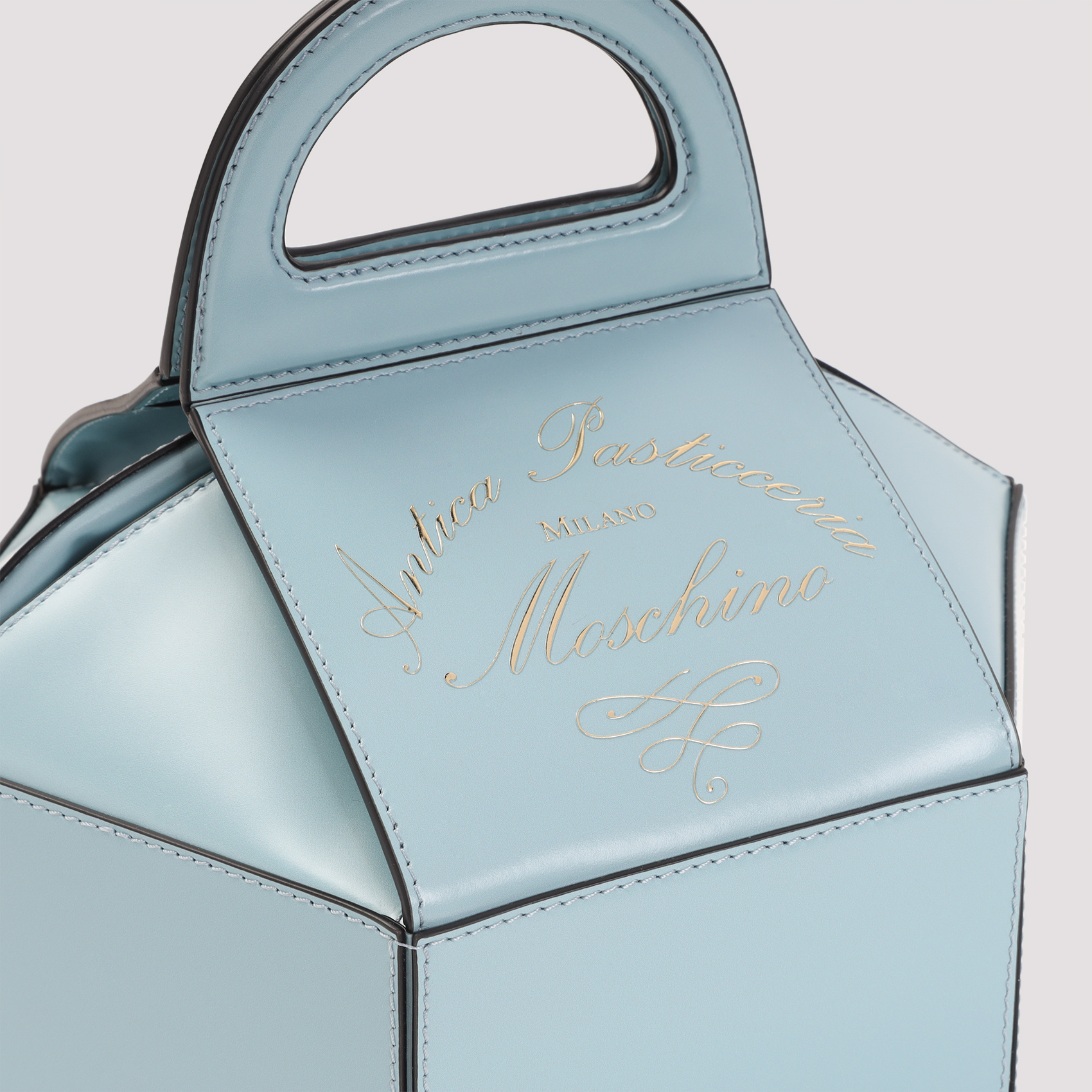 Moschino Cake Box Top Handle Leather Handbag In Blue