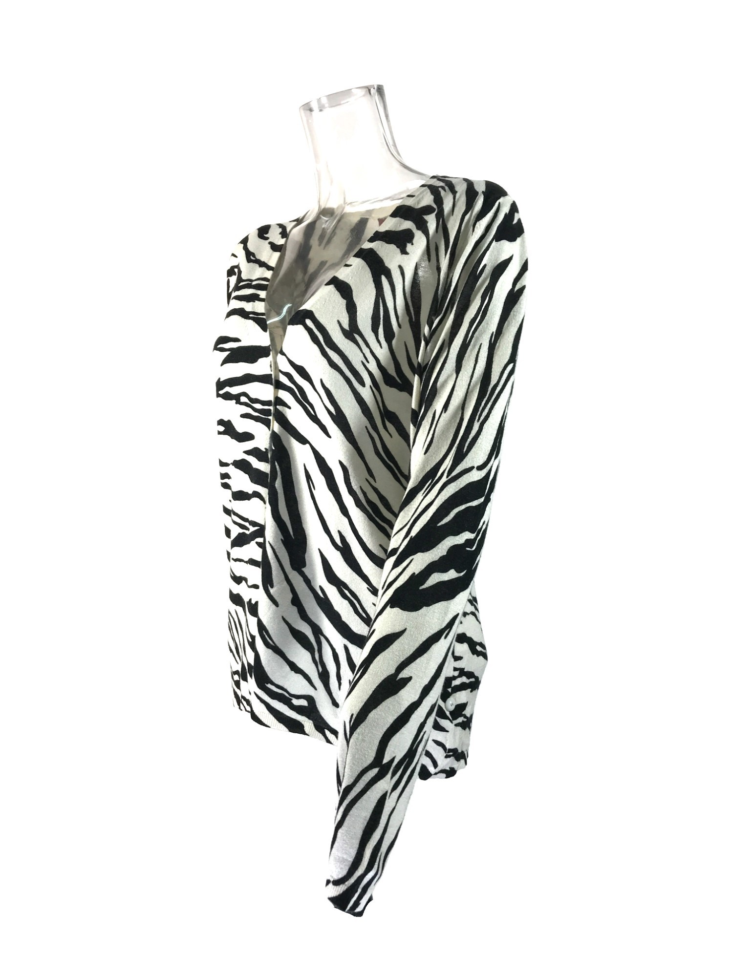 Max Mara Zebra Knitted Cardigan In White