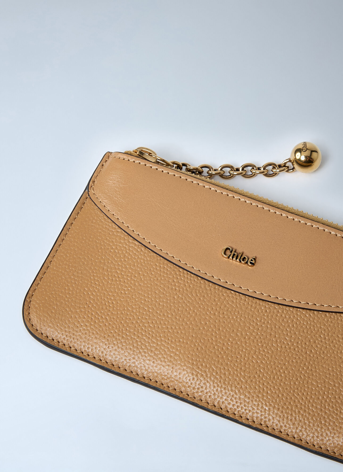 Chloé Zip-around Chain Wallet In Brown