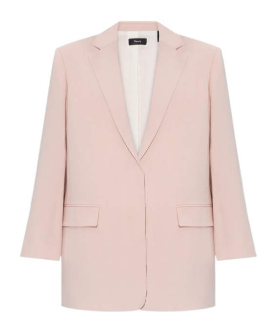 Theory Long-sleeved Suit Coat In Pink