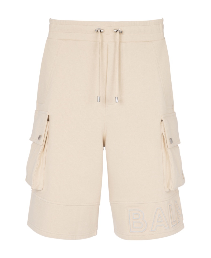 BALMAIN CARGO SHORTS WITH REFLECTIVE BALMAIN LOGO 