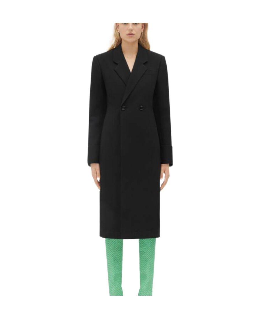 Bottega Veneta Structured Double-breasted Maxi Coat In Black