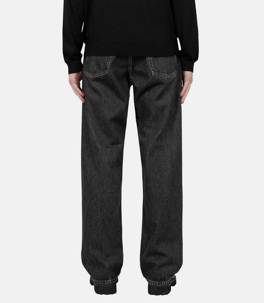 Sunflower Classic Straight-leg Black Cotton Jeans With Button Fly And Five-pocket Design In Black