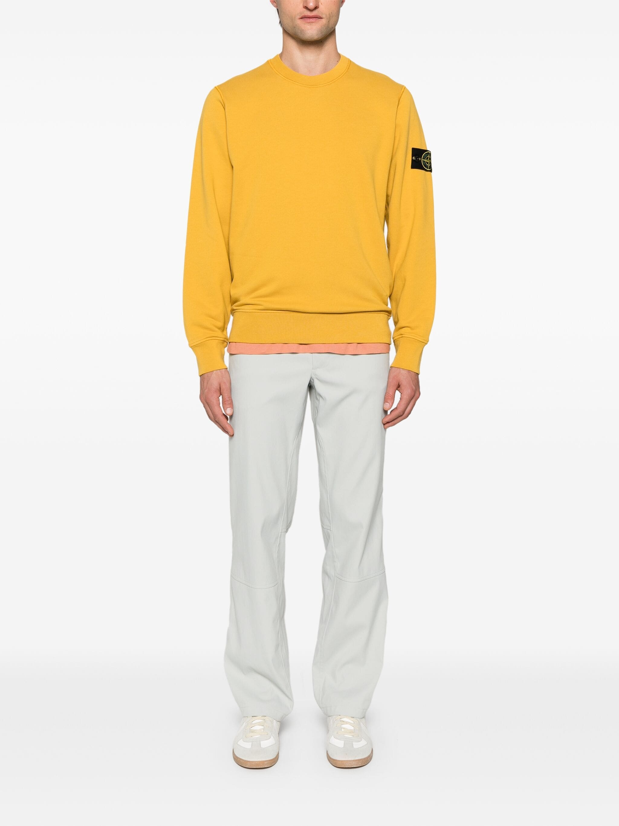 Stone Island Compass-badge Cotton Jumper In Yellow