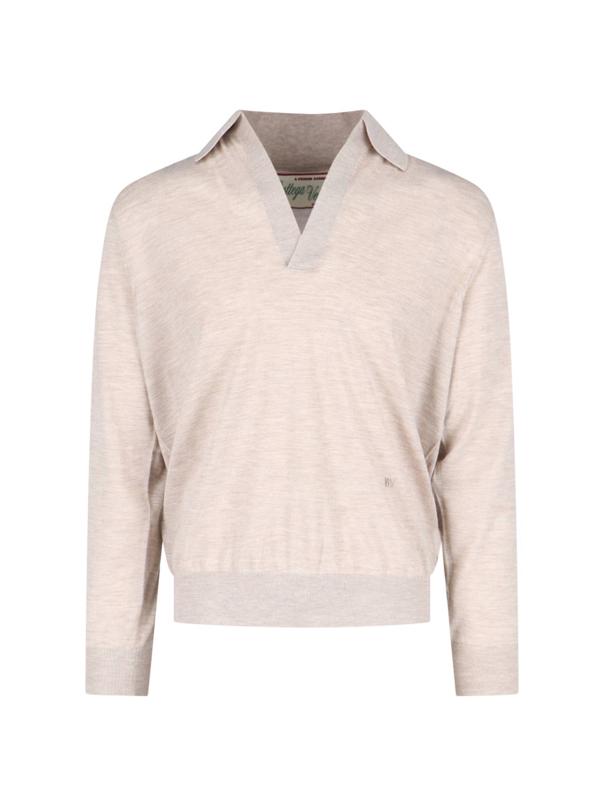 Bottega Veneta Long-sleeved Polo Shirt In Nude