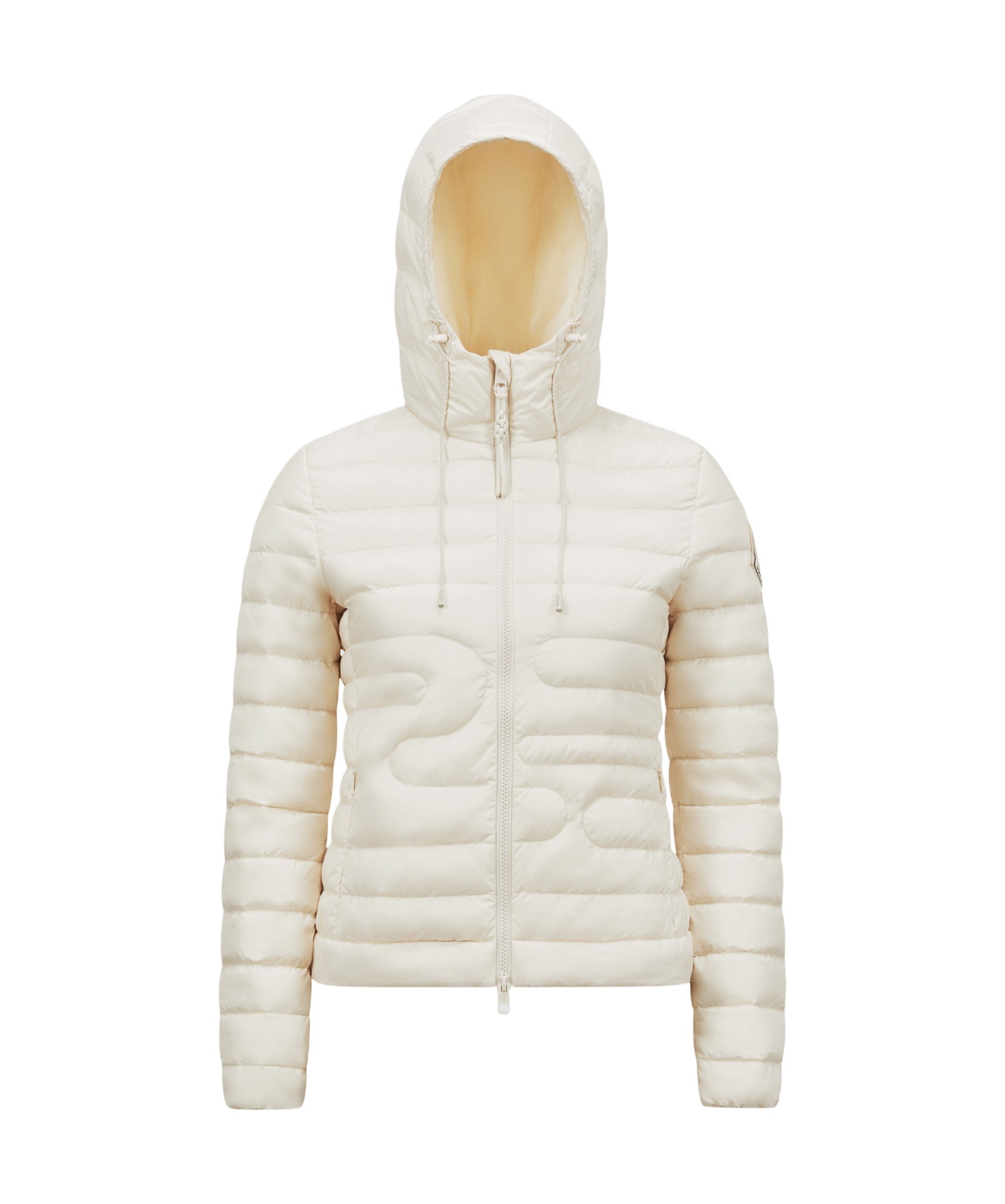 Moncler Long-sleeved Short Down Jacket In Nude