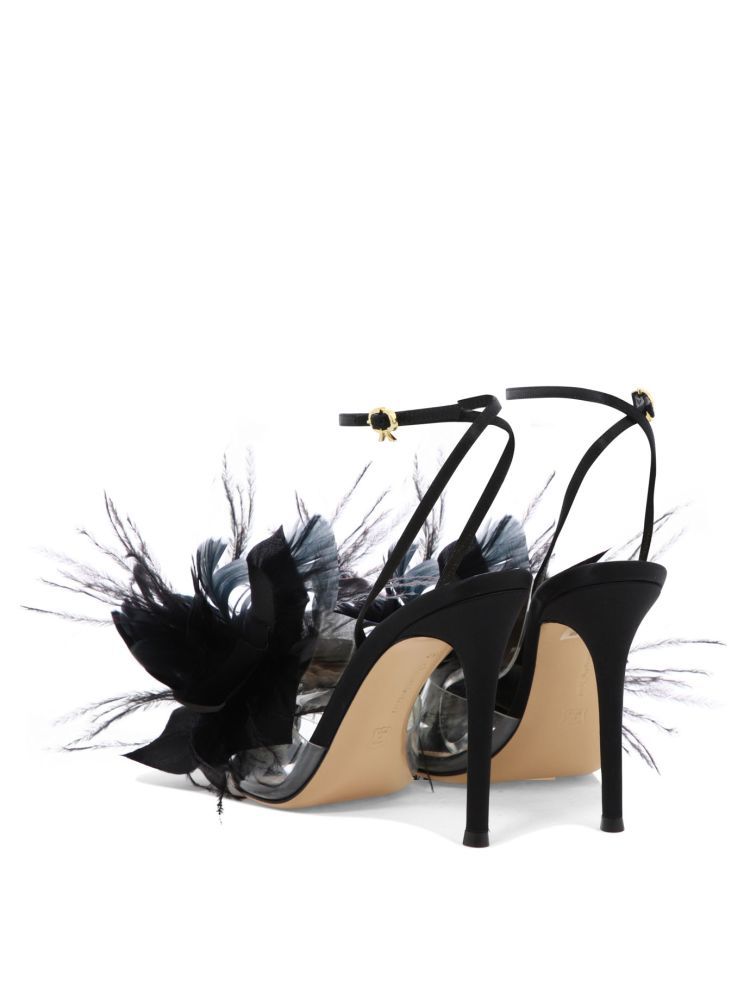 Gianvito Rossi Ynez 105mm Feather-embellished Sandals In Black