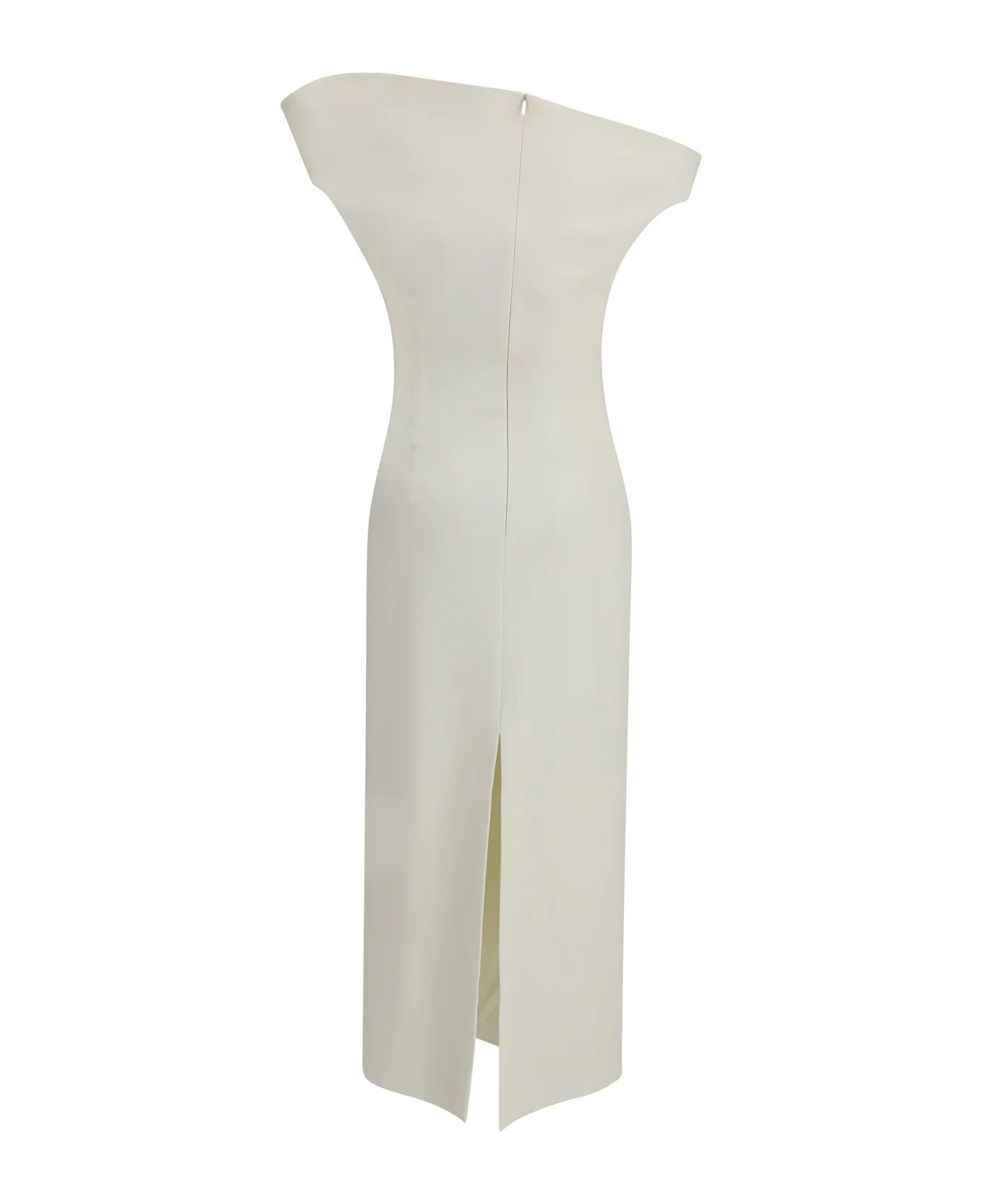 Magda Butrym Asymmetrical Midi Dress Back Slit In White