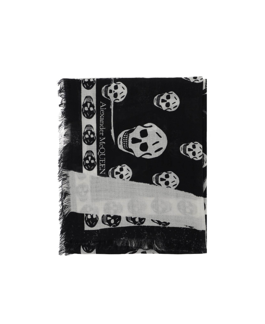 Alexander Mcqueen Silk Skull Scarf In Black