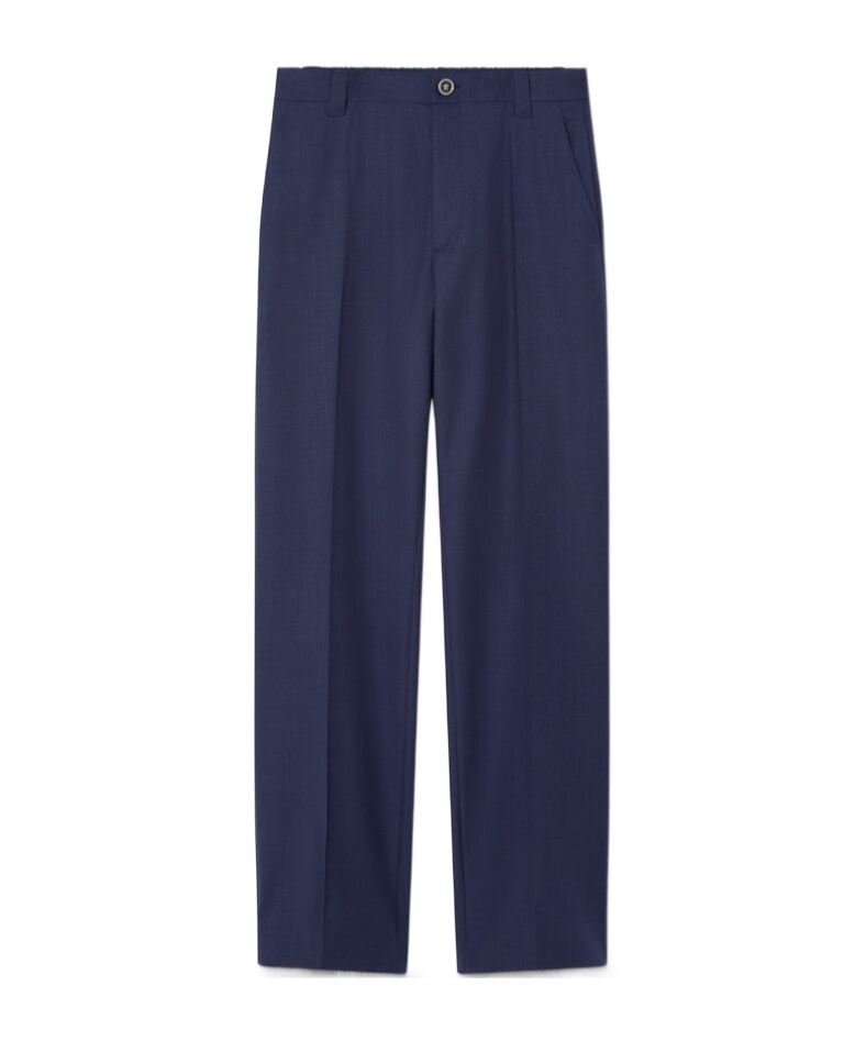 Versace Wool Tailored Trousers In Blue