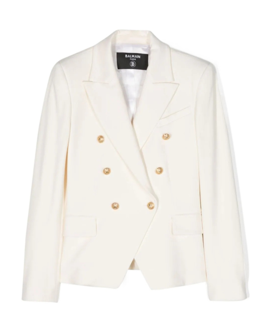 BALMAIN EMBOSSED-BUTTON DOUBLE-BREASTED BLAZER