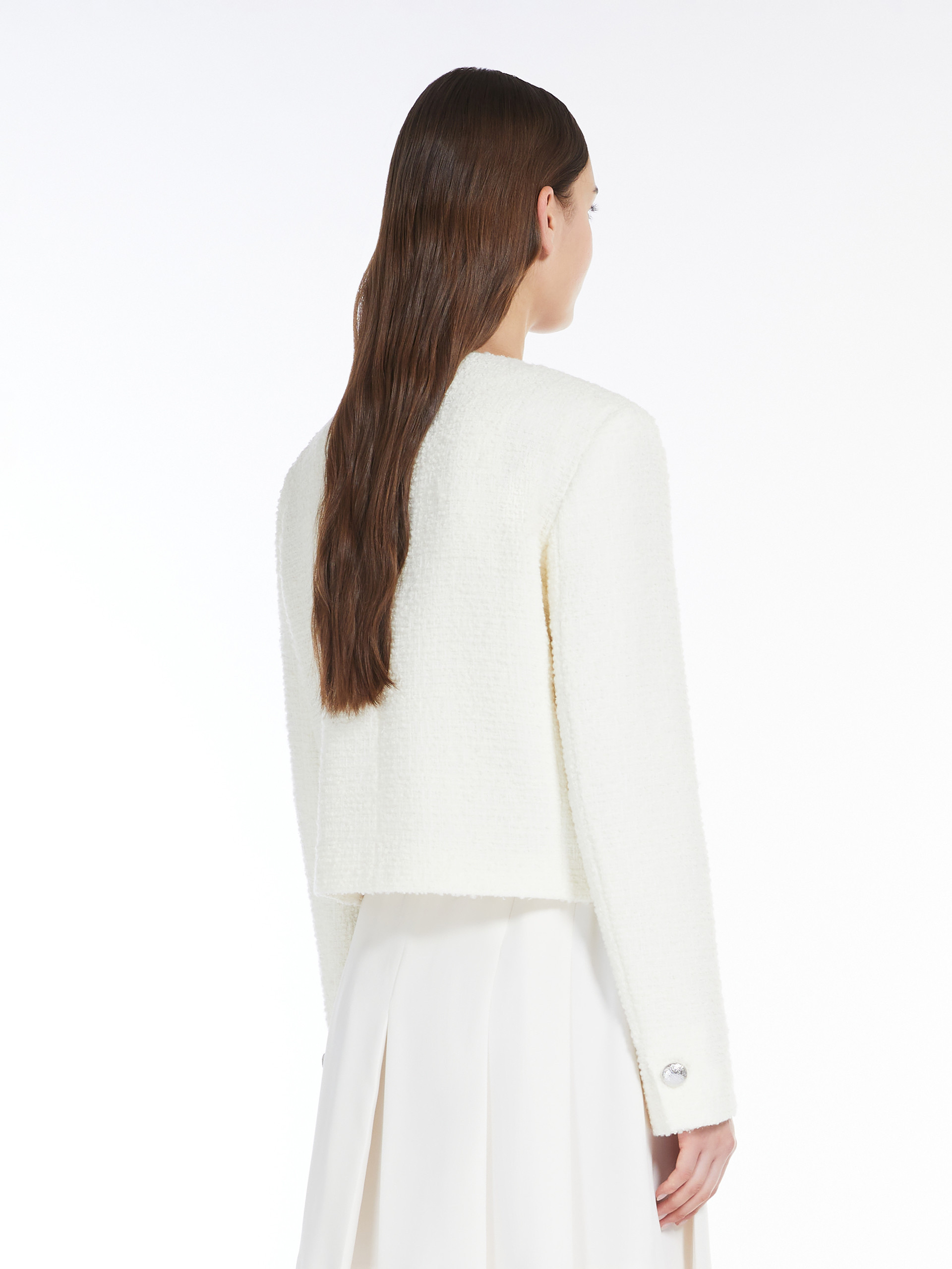 Shop Max Mara Round-neck Wool Jacket In White