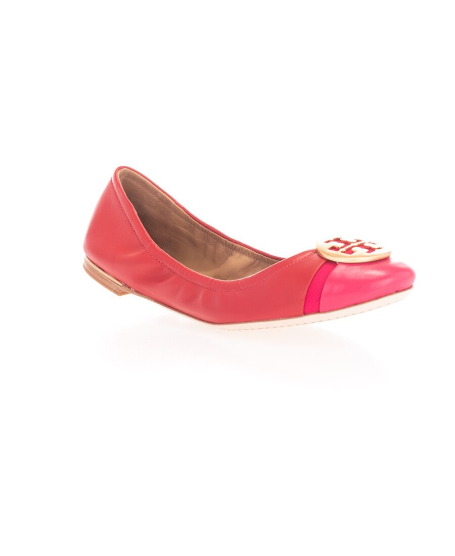 Tory Burch Logo Plaque Ballerina Shoes In Red
