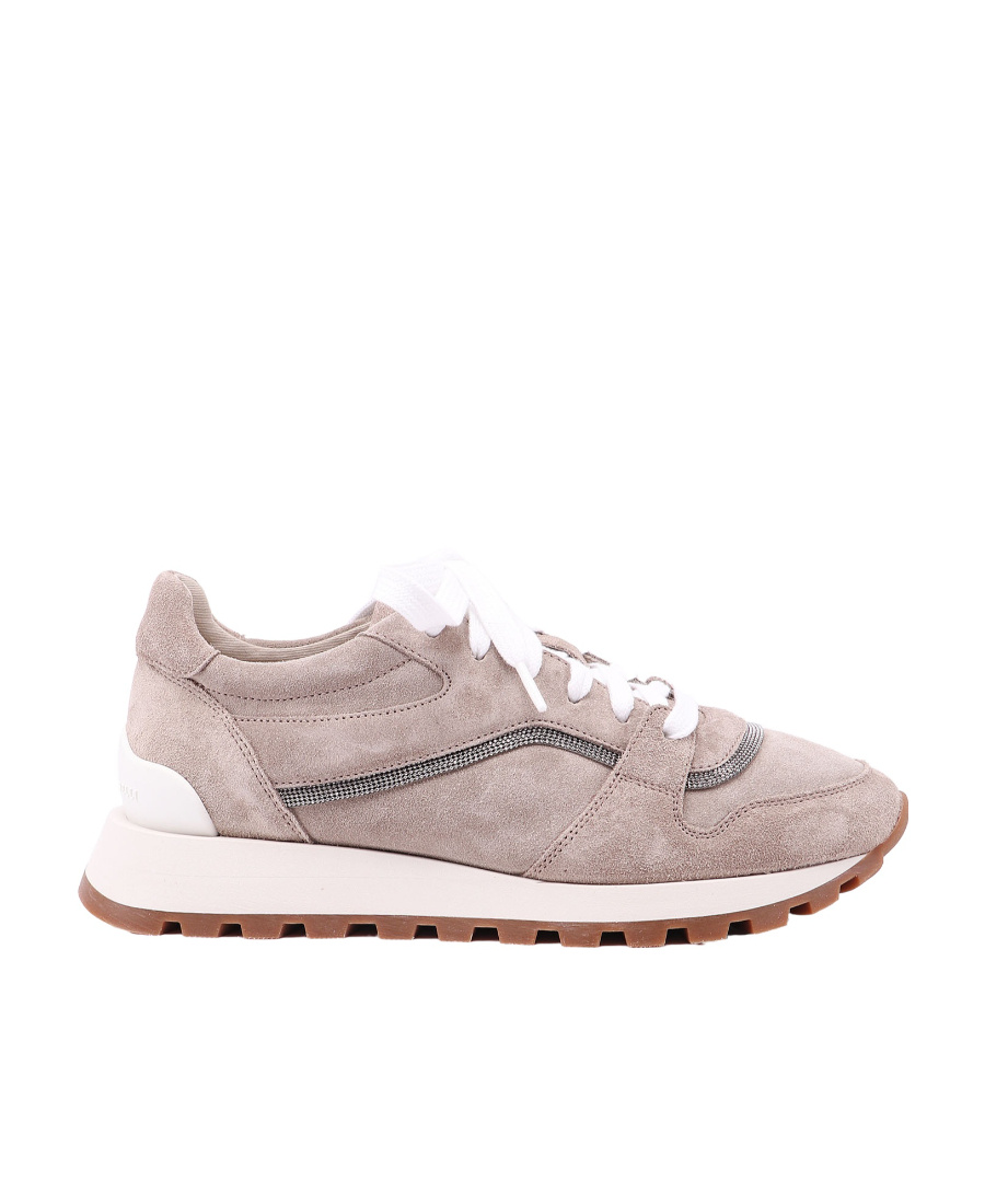 Brunello Cucinelli Low Lace-up Sneakers In Nude