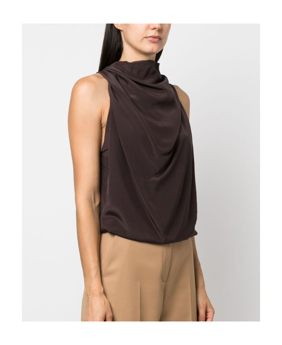 Lanvin Draped Sleeveless Silk Top In Black