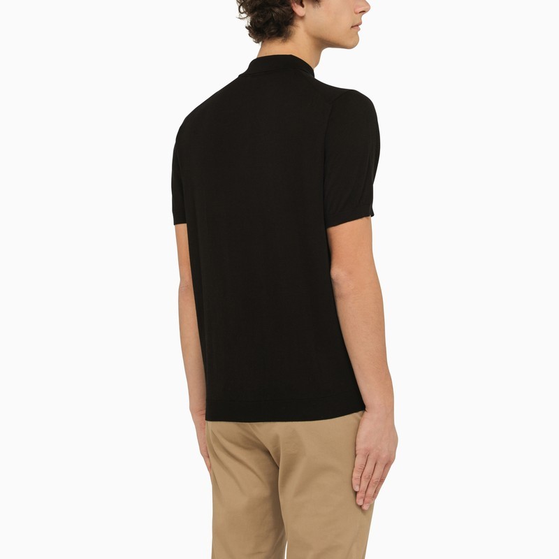 Drumohr Lapel Short-sleeved Polo Shirt In Black
