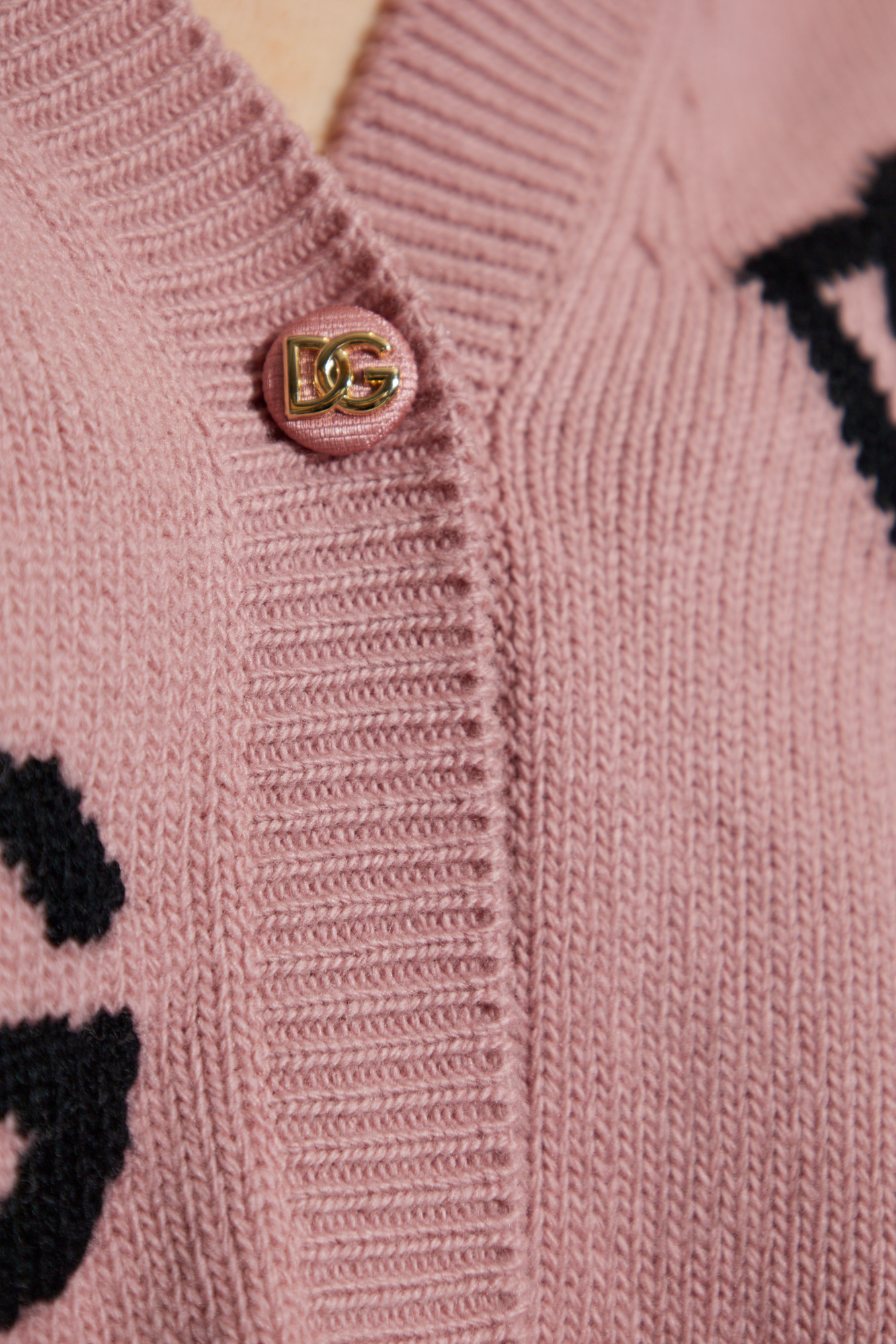 Dolce & Gabbana Wool Monogram Cropped Cardigan In Pink
