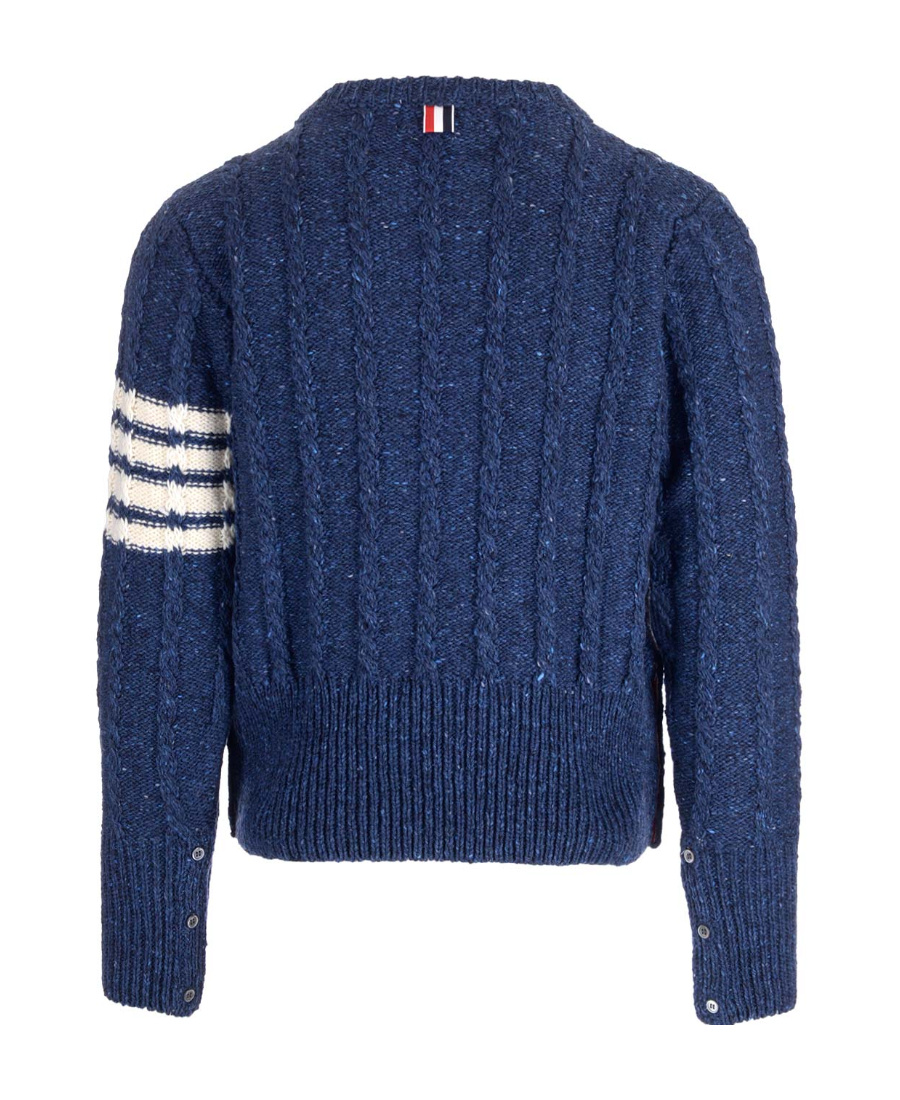 THOM BROWNE THOM BROWNE RWB STRIPE CABLE-KNIT CREWNECK JUMPER