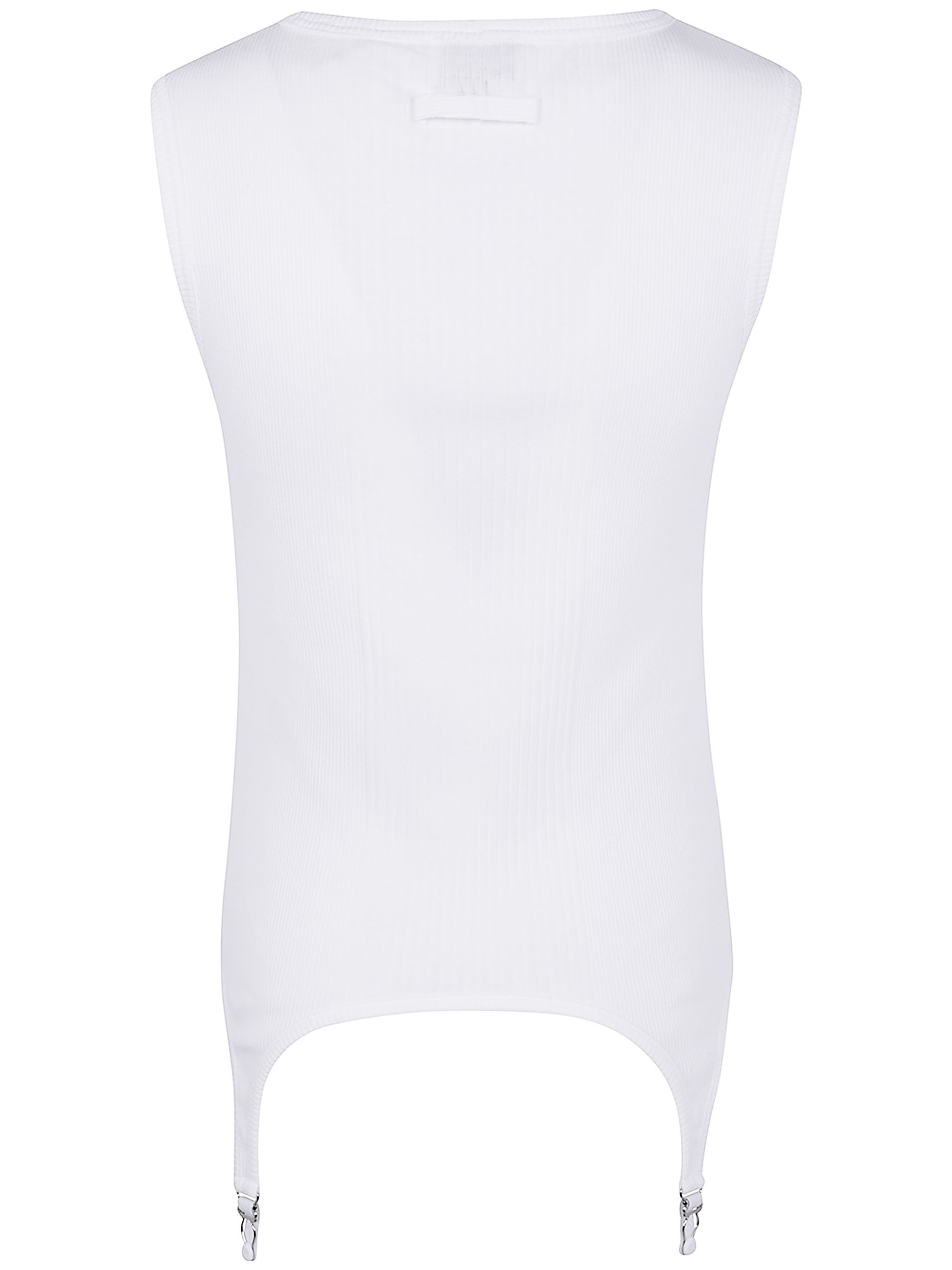 Jean Paul Gaultier Cotton Ribbed Tank Top With Lingerie Garter Clothing In Multi
