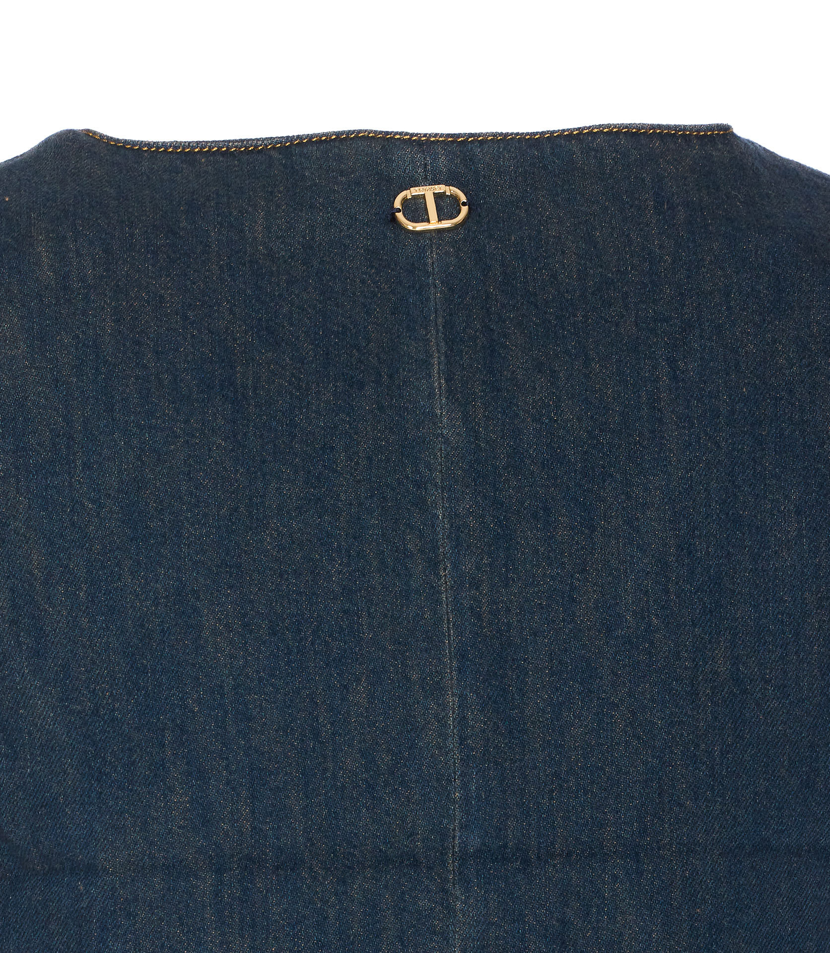 Twinset Denim Vest With Front Pockets And V-neckline In Blue