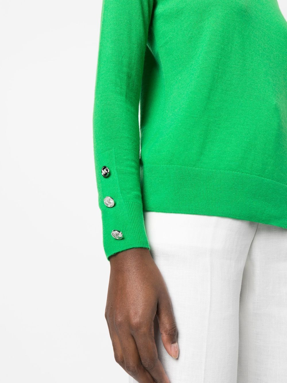 Michael Michael Kors Button-fastening Cuff Knit Jumper In Green