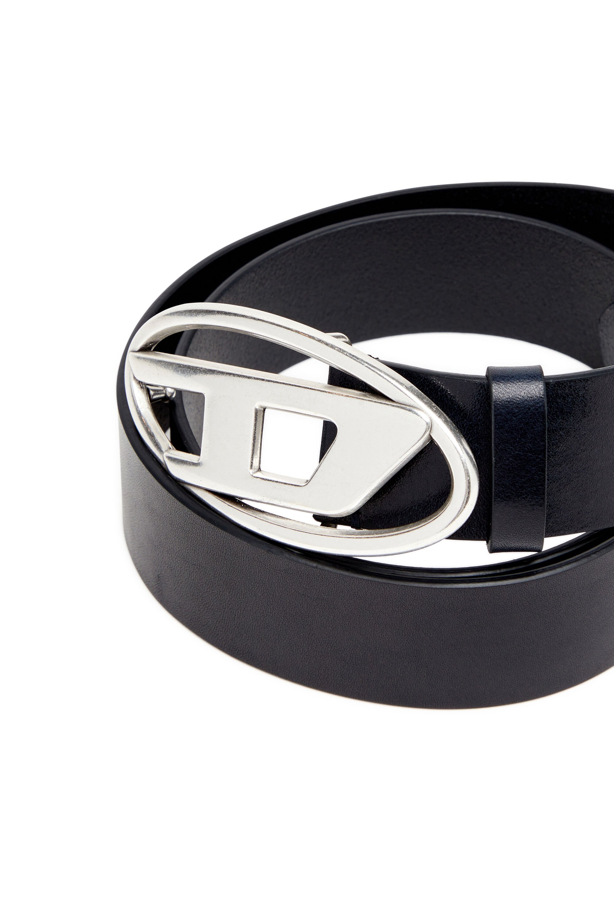 Diesel B-1dr Leather Belt In Black