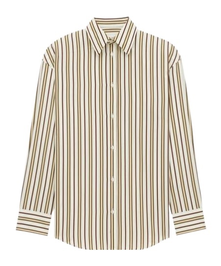 Saint Laurent Cassandre Shirt In Striped Cotton Poplin