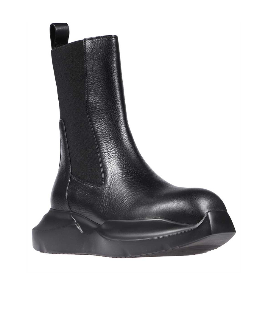 Rick Owens Logo Round Head Short Boots In Black