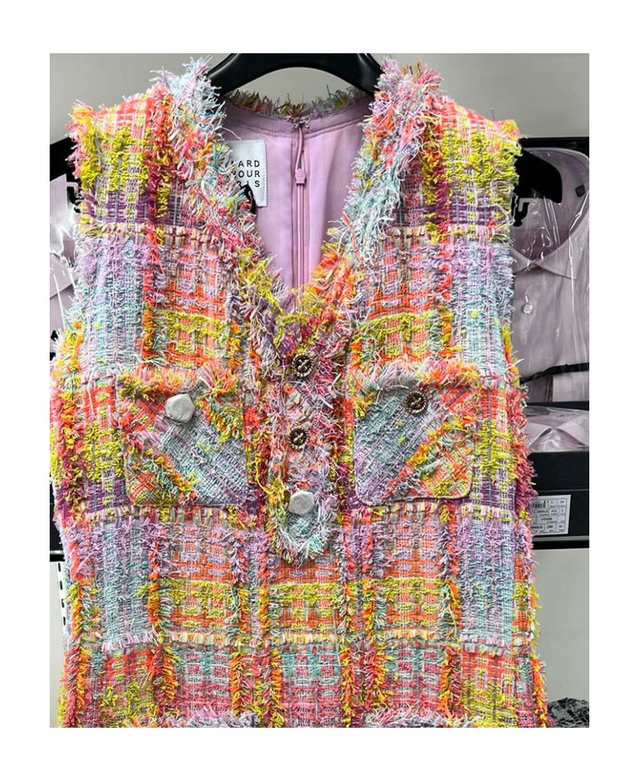 EDWARD ACHOUR PARIS PLAID DETAIL DRESS