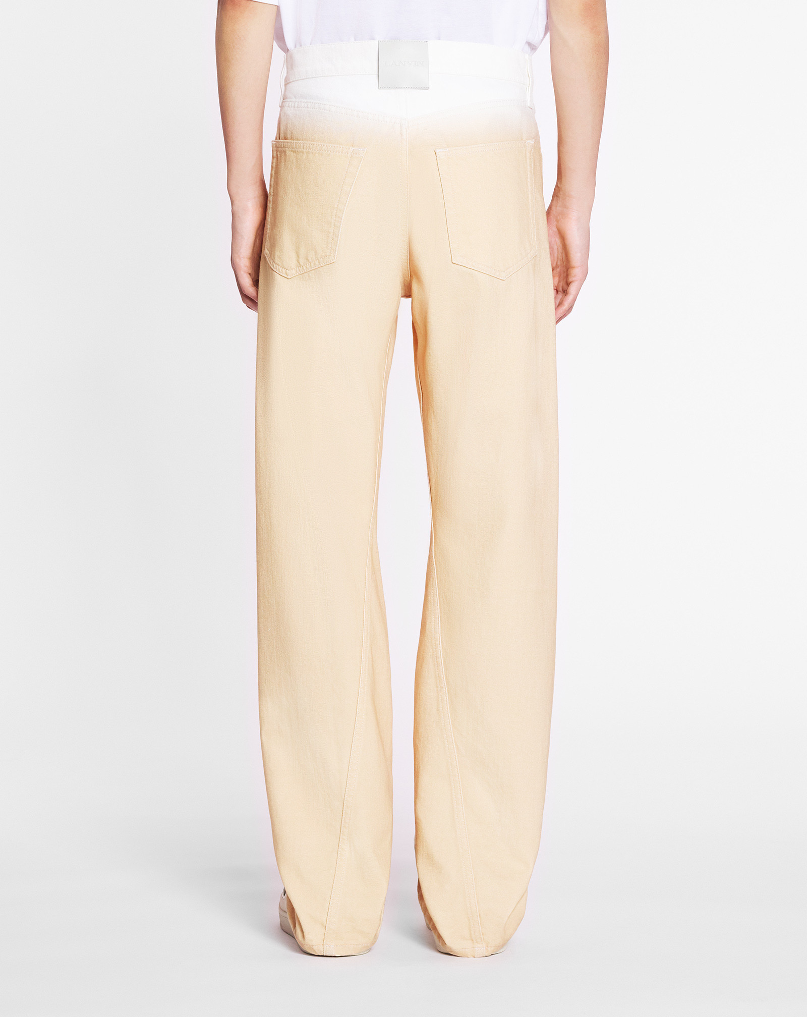 Lanvin Logo Patch Straight Leg Jeans In Nude