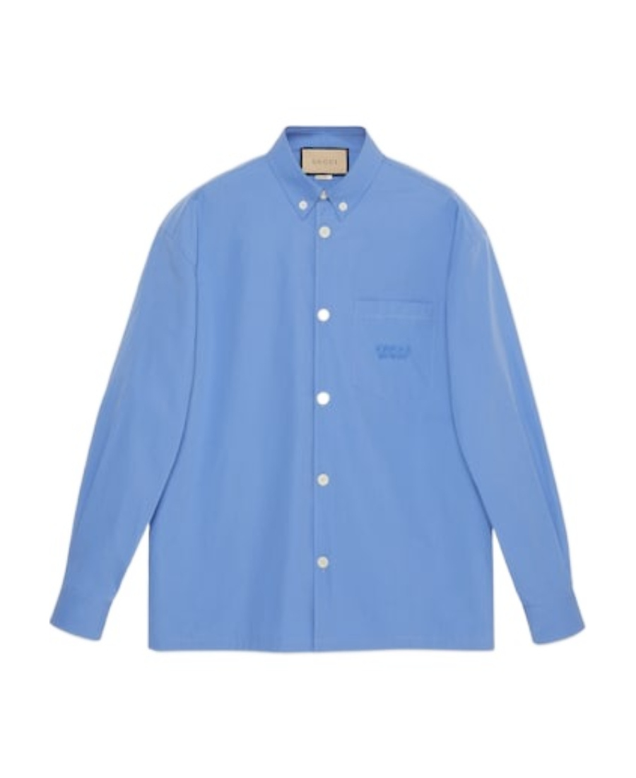 Gucci Hemd Mit Logo-stickerei In Blue