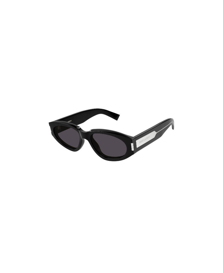 Saint Laurent Polished Oval-frame Sunglasses In Black