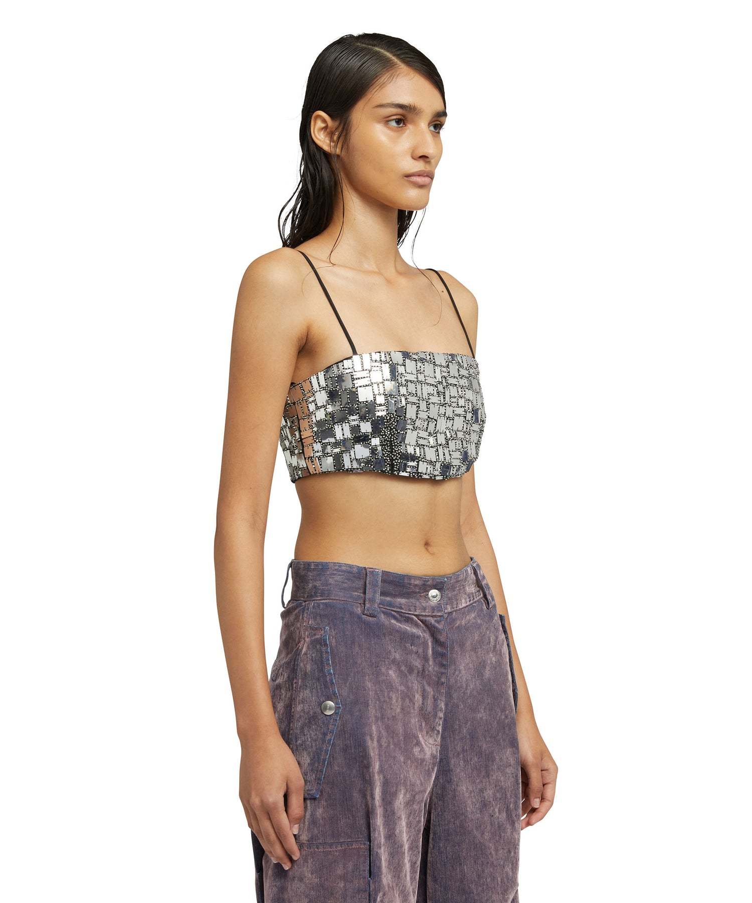 Shop Msgm Thin Shoulder Strap In Gray