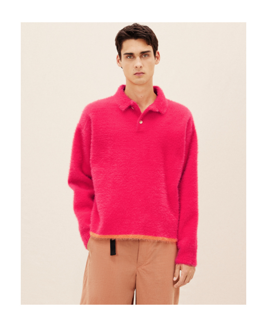 Jacquemus Textured Polo Jumper In Red
