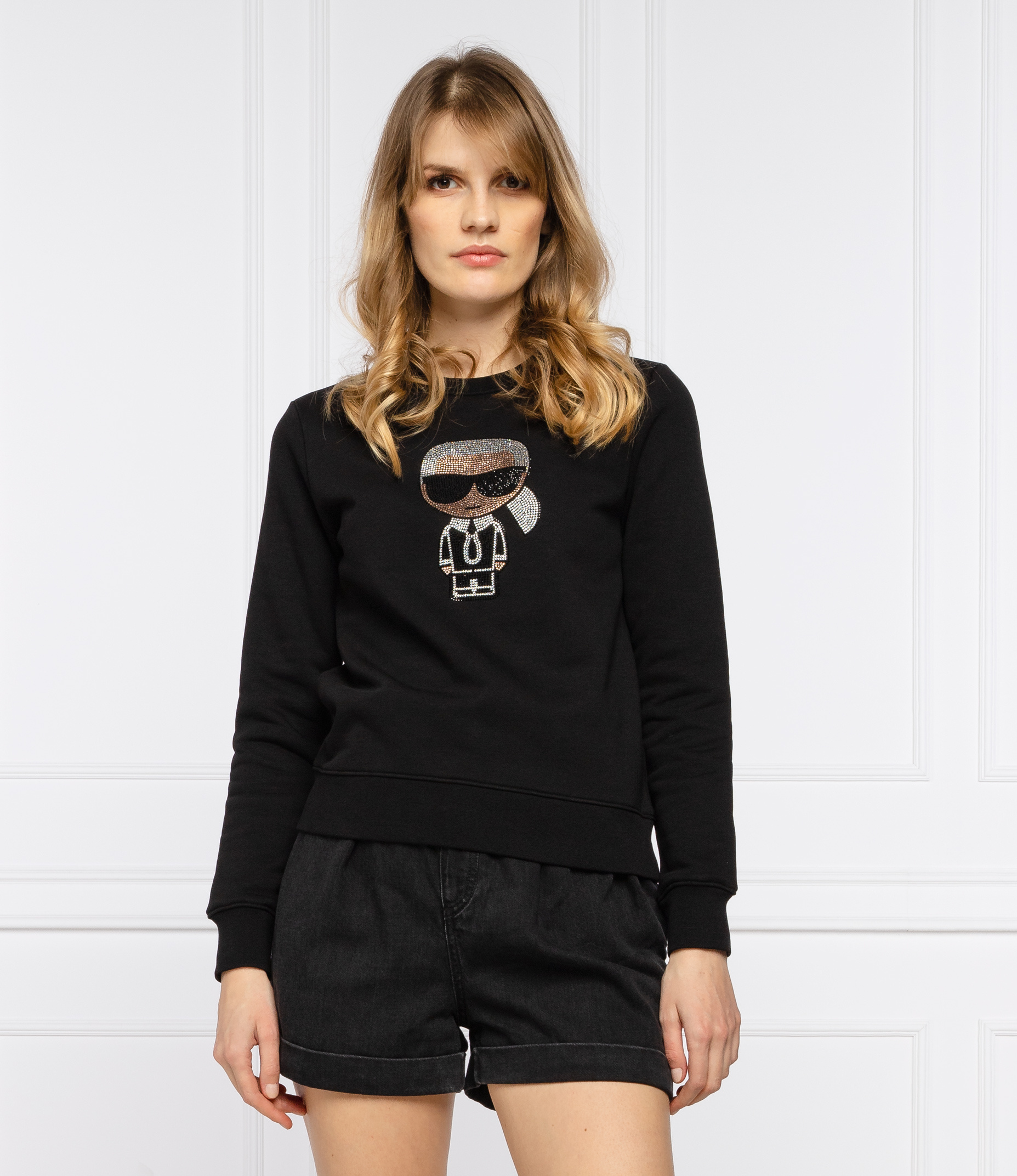Shop Karl Lagerfeld Crystal-embellished Sweatshirt In Black