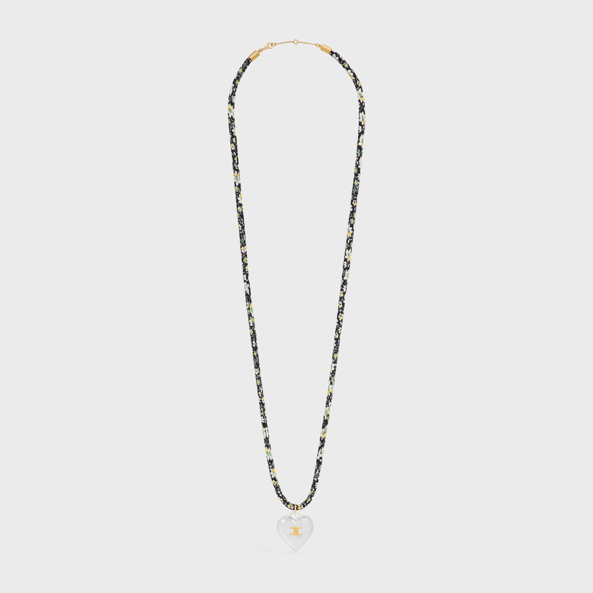 Celine Cœur Triomphe Necklace In Silk, Resin And Brass With Gold Finish In Green