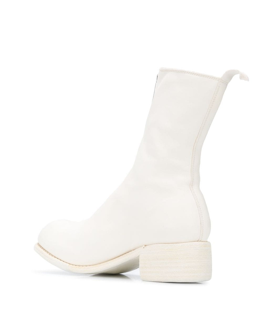 Shop Guidi Logo Zipper Boots In White