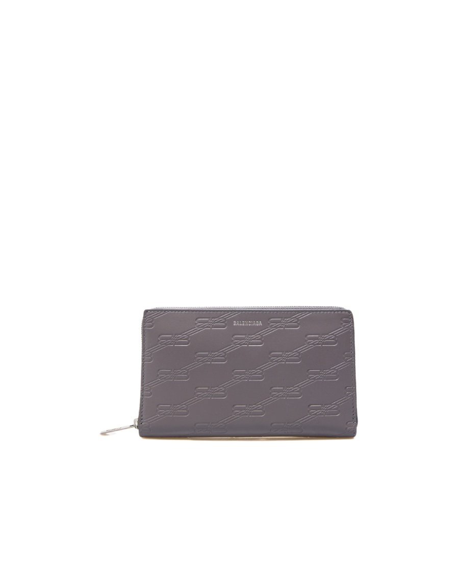 Balenciaga Luxurious Grey Leather Wallet In Gray