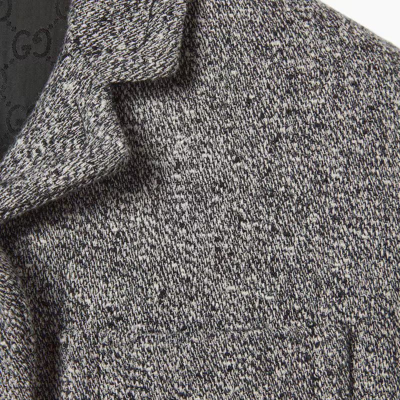 Gucci Double Cotton-wool Mouliné Jacket In Gray