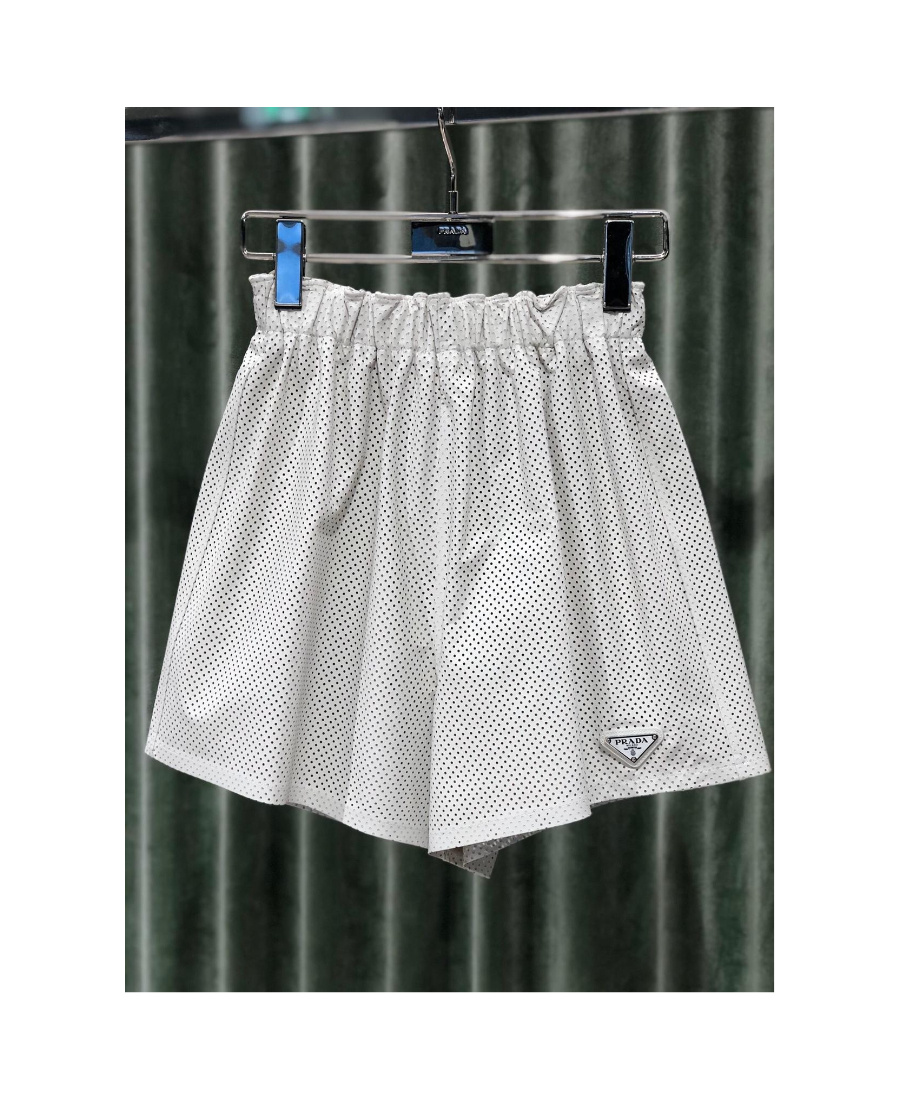 Prada High-waisted Logo-plaque Shorts In White