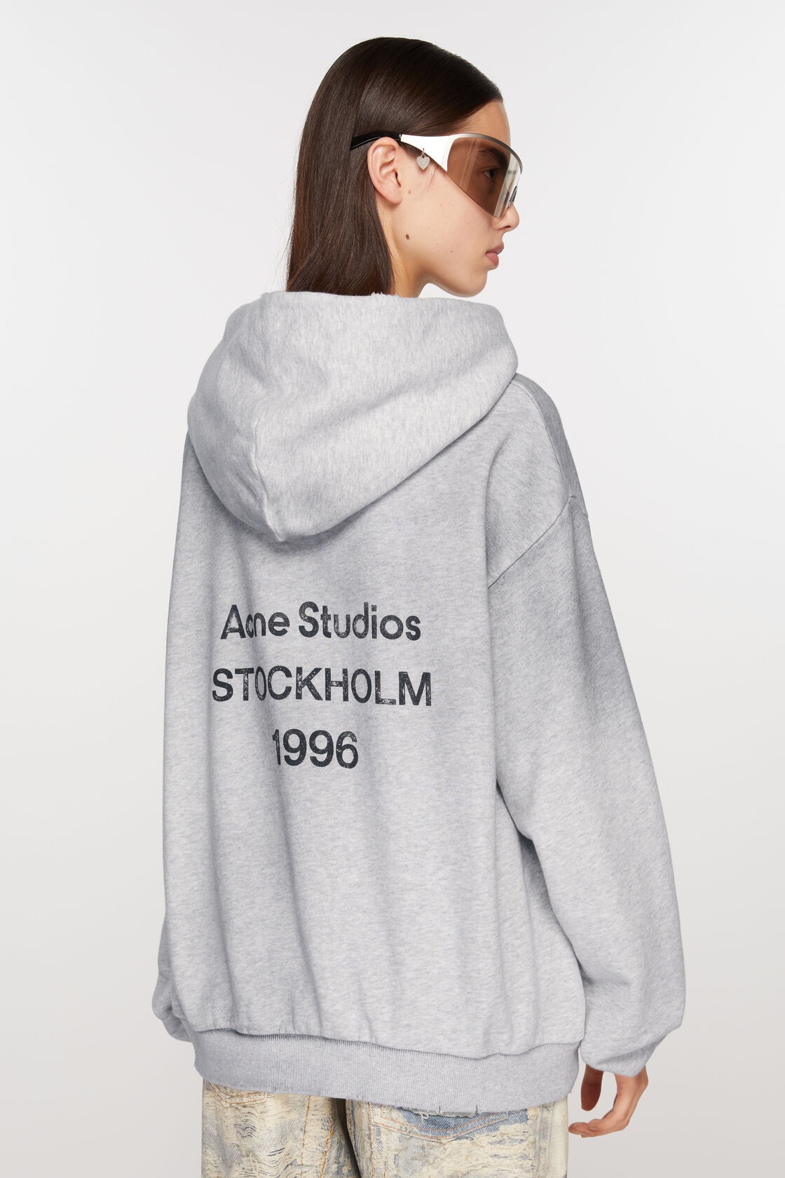 Acne Studios Melange Hoodie Logo Ci0159co R 92h In Gray