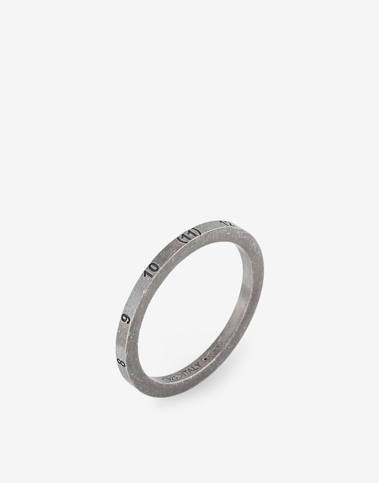 Maison Margiela Number-engraved Brushed Silver Ring In Gray