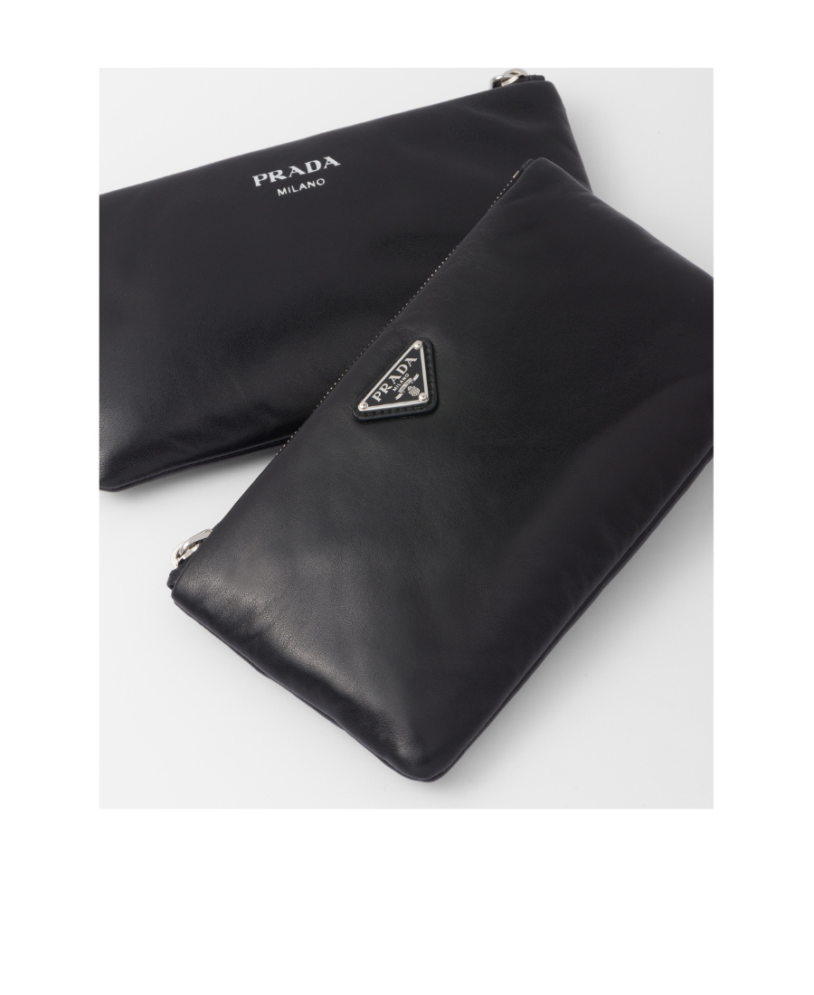 Prada Triangle-logo Dividable Pouch In Black