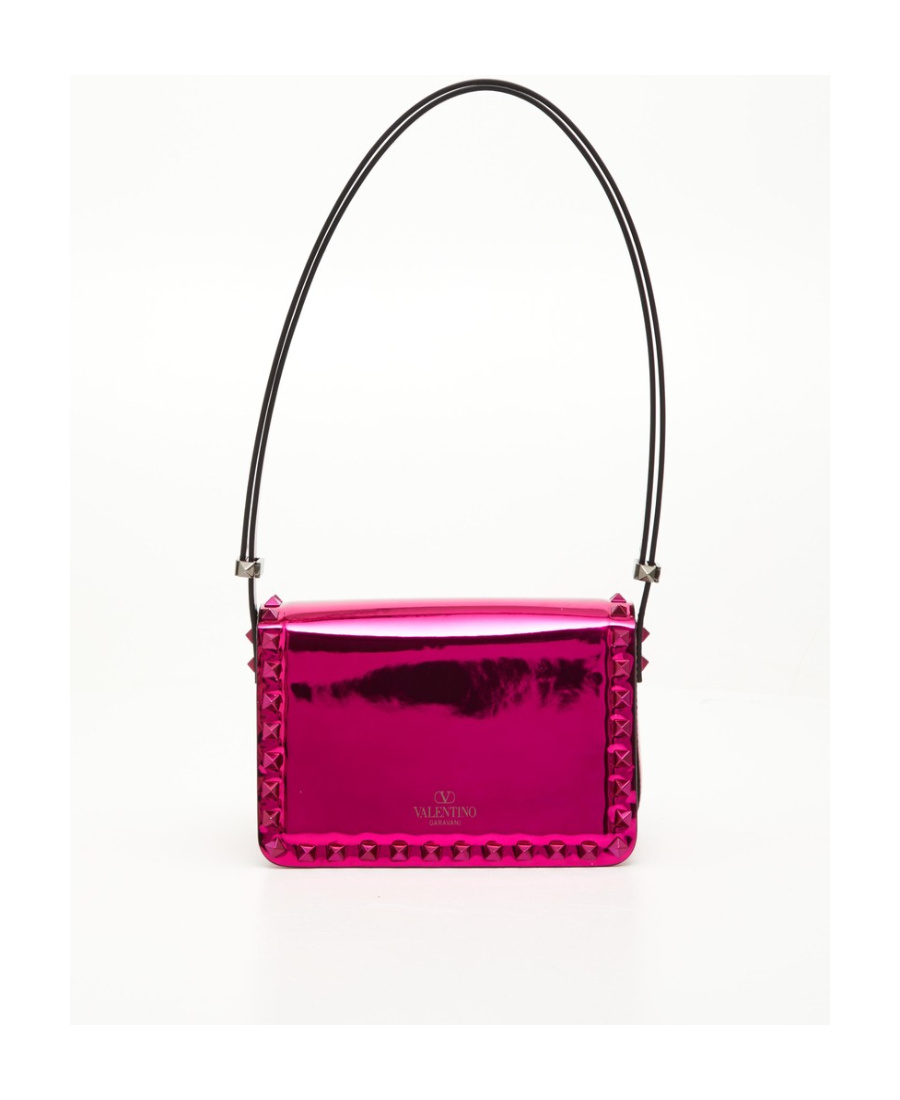 Valentino Rockstud-embellished Patent Leather Shoulder Bag In Multicolor