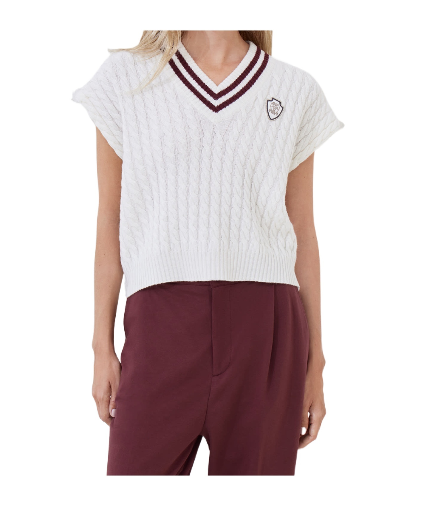 Brunello Cucinelli Cable-knit V-neck Sweater In White
