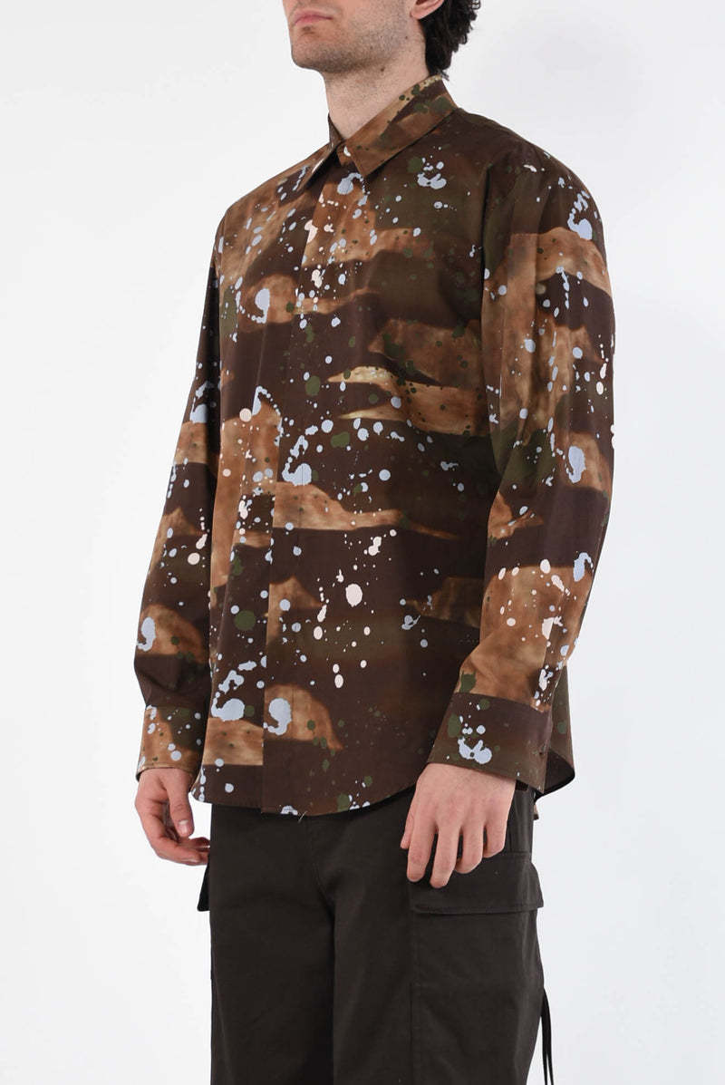 Msgm Paint Splatter-print Cotton Shirt