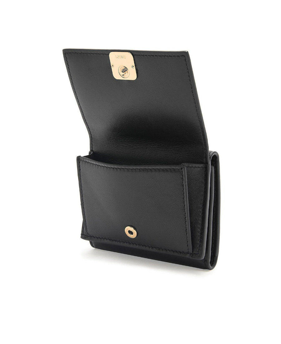 Loewe Puffer Anagram Trifold Wallet In Shiny Nappa Calfskin In Black