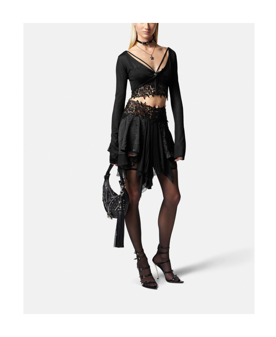 Versace Medusa Crop Knit Cardigan, Female, Black, 36 In Black