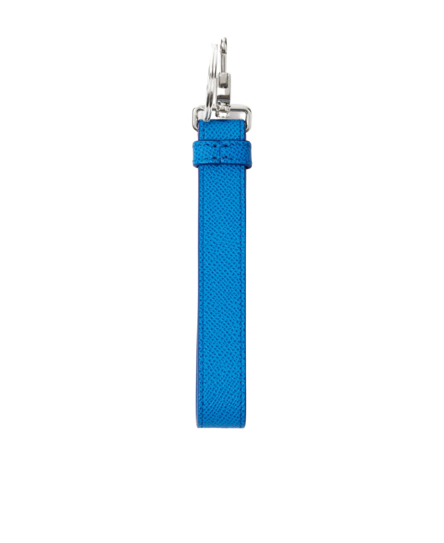 Burberry Monogram Leather Keychain In Blue
